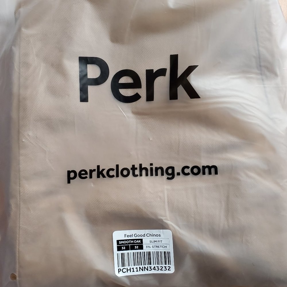 NEW Mens PERK Feel Good Chinos Slim Fit / Stretch - Smooth Oak. Size 32x32